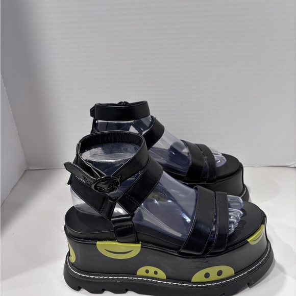 Lamoda Keep Smiling Platform Sandals Black Size 8 - Picture 6 of 9